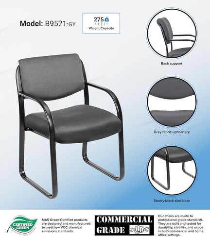 Boss Office Products Fabric Guest Chair in Grey in Saudi Arabia