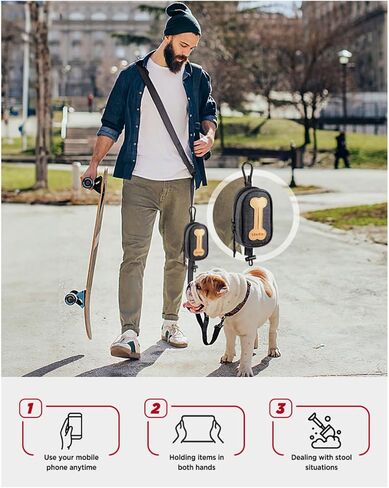Hands Free Dog Leash,8.2ft Crossbody Dog Leash with Hanging Strap/Hanging Buckle/Poop Bag Holder/Explosion-Proof Handle,Adjustable Crossbody Rope for Dogs Walking,Jogging and Running,18-110lbs,Black in Saudi Arabia