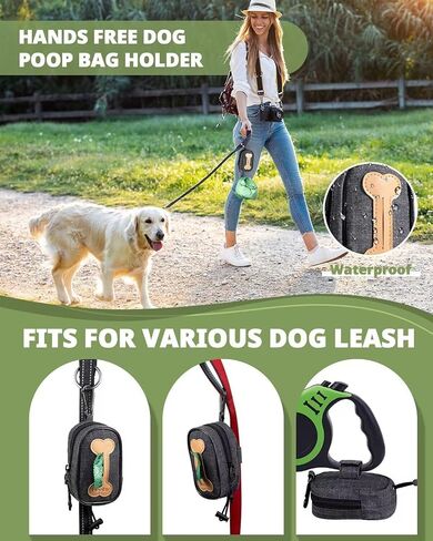 Hands Free Dog Leash,8.2ft Crossbody Dog Leash with Hanging Strap/Hanging Buckle/Poop Bag Holder/Explosion-Proof Handle,Adjustable Crossbody Rope for Dogs Walking,Jogging and Running,18-110lbs,Black in Saudi Arabia