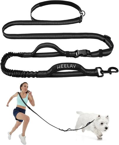 Hands Free Dog Leash,8.2ft Crossbody Dog Leash with Hanging Strap/Hanging Buckle/Poop Bag Holder/Explosion-Proof Handle,Adjustable Crossbody Rope for Dogs Walking,Jogging and Running,18-110lbs,Black in Saudi Arabia