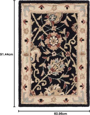 سجادة SAFAVIEH Antiquity Collection - 2' x 3'، أسود، صوف شرقي تقليدي مصنوع يدويًا، مثالي للمناطق ذات حركة المرور العالية في المدخل، غرفة المعيشة، غرفة النوم (AT21B) in Saudi Arabia