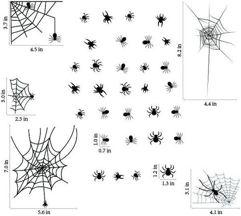 113 قطعة من ملصقات نافذة الهالوين، ملصقات حائط لنافذة الهالوين، العناكب السوداء والخفافيش، ملصقات جدارية لنافذة الهالوين مزدوجة الجوانب لمستلزمات حفلات الهالوين وديكورات حفلات الهالوين in Kuwait