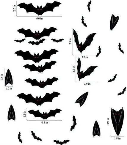113 قطعة من ملصقات نافذة الهالوين، ملصقات حائط لنافذة الهالوين، العناكب السوداء والخفافيش، ملصقات جدارية لنافذة الهالوين مزدوجة الجوانب لمستلزمات حفلات الهالوين وديكورات حفلات الهالوين in Kuwait