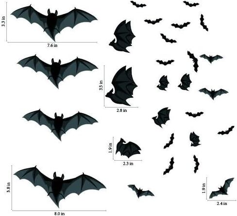 113 قطعة من ملصقات نافذة الهالوين، ملصقات حائط لنافذة الهالوين، العناكب السوداء والخفافيش، ملصقات جدارية لنافذة الهالوين مزدوجة الجوانب لمستلزمات حفلات الهالوين وديكورات حفلات الهالوين in Kuwait