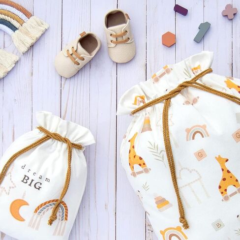 Gather & Knot Drawstring Gift Bags | Premium Canvas | 22" Extra Large | Reusable Fabric Wrap for Baby Shower, Birthday, Gender Reveal, Neutral | XL Boho Toy Flat Bottom in Saudi Arabia