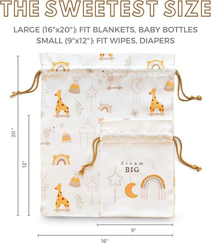 Gather & Knot Drawstring Gift Bags | Premium Canvas | 22" Extra Large | Reusable Fabric Wrap for Baby Shower, Birthday, Gender Reveal, Neutral | XL Boho Toy Flat Bottom in Saudi Arabia