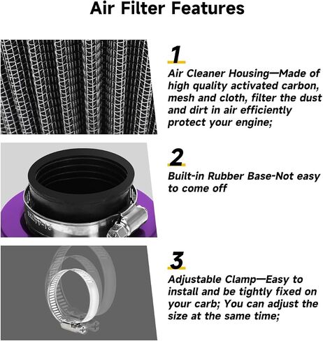 HIAORS 35mm Air Filter for PZ19 PZ20 Carb Taotao Coolster Sunl Roketa Redcat X-pro Kymco Arctic Cat Icebear Vitacci Peace Sports 90cc 110cc 125cc ATV Quad Go Kart Pit Dirt Bike Moped Parts Rainbow in Saudi Arabia