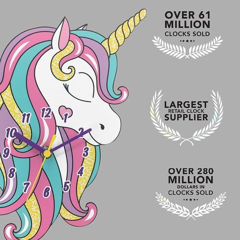 Unicorn Wall Clock, Colorful Metal Construction, Silent Quartz Movement in Saudi Arabia