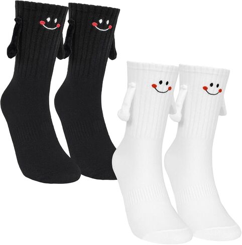Bibalablli 2 Pairs Magnetic Socks Holding Hands Socks Novelty Funny Socks for Men, Women, Dad, Mom, Couples, Lovers, Teen Girls and Boys in Saudi Arabia