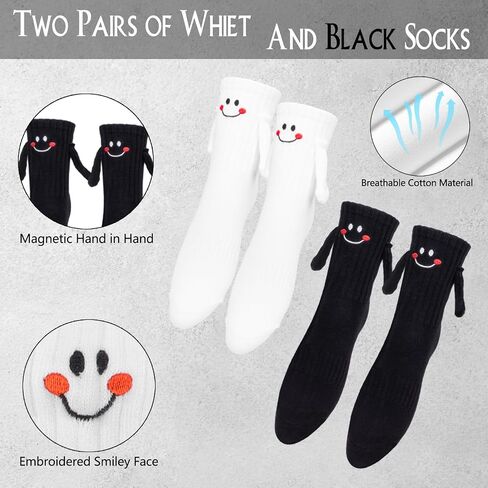 Bibalablli 2 Pairs Magnetic Socks Holding Hands Socks Novelty Funny Socks for Men, Women, Dad, Mom, Couples, Lovers, Teen Girls and Boys in Saudi Arabia