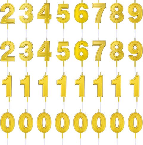 32 قطعة من شموع عيد الميلاد ذات الأرقام الذهبية، شموع الكيك رقم 0-9 لتزيين سطح الكيك لعيد الميلاد لمدة عشر سنوات والذكرى السنوية وحفلات الزفاف in Kuwait