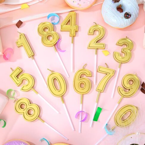 32 قطعة من شموع عيد الميلاد ذات الأرقام الذهبية، شموع الكيك رقم 0-9 لتزيين سطح الكيك لعيد الميلاد لمدة عشر سنوات والذكرى السنوية وحفلات الزفاف in Kuwait