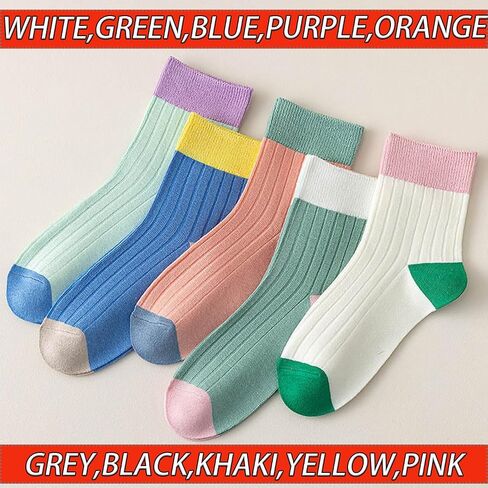 CHUNFO Womens Crew Socks Running Classic Solid Basic Colorful Cotton Athletic Dress Sock Ankle Size5-9.5 in Kuwait