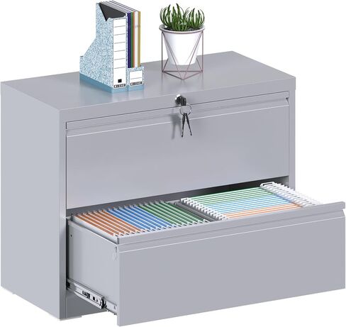 Metal Lateral File Cabinet, Metal 2 Drawer File Cabinet with Lock, Ins Design Home Office Storage File Cabinet for Letter/Legal/A4 Size, Assembly Required in Saudi Arabia