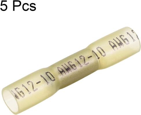 uxcell Heat Shrink Wire Connectors - Waterproof Wire Connectors Straight Wire Crimp Connectors Yellow for 12-10 AWG, 5Pcs in Saudi Arabia