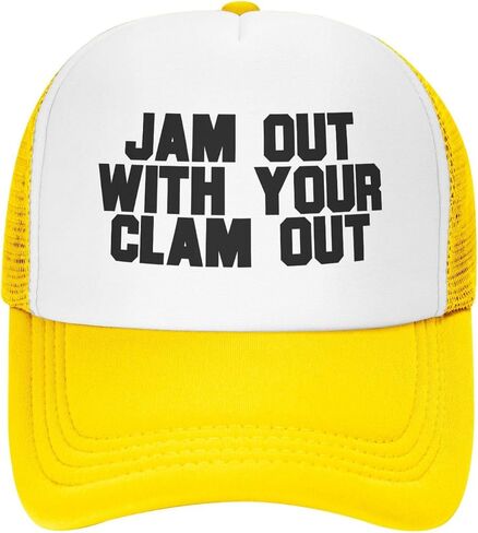 قبعة Jam Out with Your Clam Out Trucker Hat للجنسين، قبعات قابلة للتعديل للرجال والنساء، قبعات صيد كلاسيكية in Kuwait