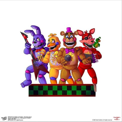 معرض Trends International Gallery Pops Five Nights at Freddy's - ملصق حائط فني جداري لمجموعة Rockstar، مقاس 30.48 سم × 30.48 سم، نسخة مؤطرة باللون الأسود in Saudi Arabia