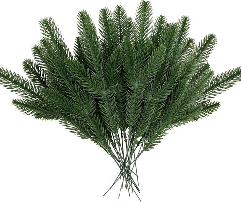BSTCRAFT 50 Pack Artificial Pine Branches, Green Faux Pine Stems Christmas Plants Pines Needles DIY Accessories for Xmas Wreath Garland Home Decorations in Saudi Arabia