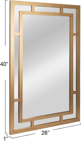 Creative Co-Op Vintage Glass Wall Mirror with Geometric Art Deco Wood Frame, Gold in Saudi Arabia