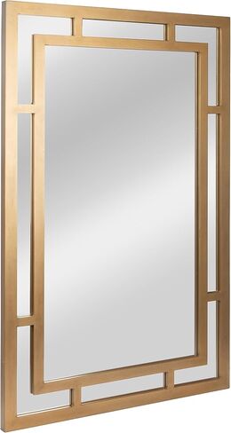 Creative Co-Op Vintage Glass Wall Mirror with Geometric Art Deco Wood Frame, Gold in Saudi Arabia