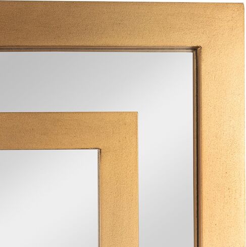 Creative Co-Op Vintage Glass Wall Mirror with Geometric Art Deco Wood Frame, Gold in Saudi Arabia