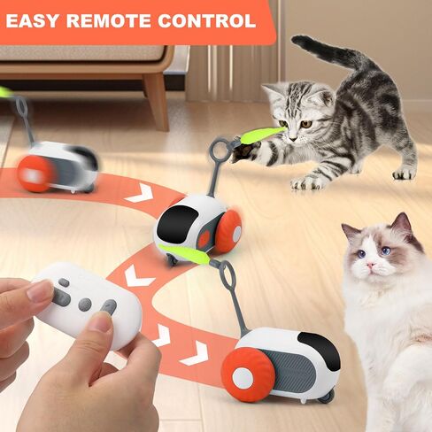 Turbo Tail 3.0 Cat Toy, Remote Control Cat Toy with 2-Speed Adjustment, Interactive Cat Toys for Indoor Cats, Automatic Cat Toys, Moving Smart Cat Toy with USB Rechargeable for Bored Cats, Kittens in Saudi Arabia