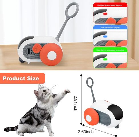 Turbo Tail 3.0 Cat Toy, Remote Control Cat Toy with 2-Speed Adjustment, Interactive Cat Toys for Indoor Cats, Automatic Cat Toys, Moving Smart Cat Toy with USB Rechargeable for Bored Cats, Kittens in Saudi Arabia