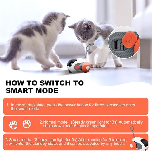 Turbo Tail 3.0 Cat Toy, Remote Control Cat Toy with 2-Speed Adjustment, Interactive Cat Toys for Indoor Cats, Automatic Cat Toys, Moving Smart Cat Toy with USB Rechargeable for Bored Cats, Kittens in Saudi Arabia