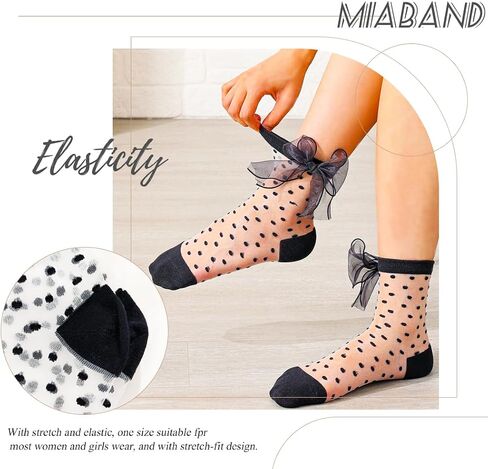 Ruffle See Through Socks Dot Lace Sheer Socks Tulle Cool Mesh Ankle Socks for Women and Girls 2 Pairs in Saudi Arabia