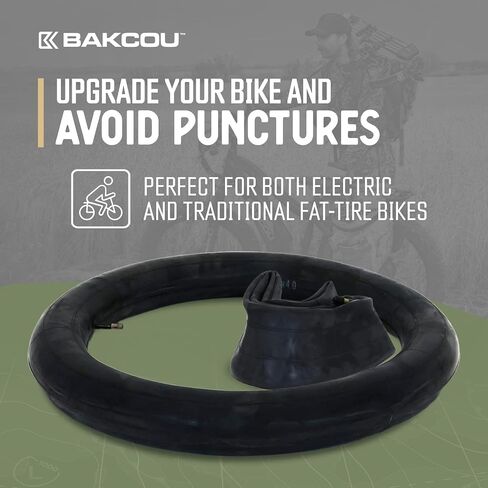 Bakcou | Heavy Duty Fat Tire Tube (Single) - Military-Grade Butyl Rubber, 3.5mm Base Thickness, Schrader Valve - Ideal for Electric Bikes, Mountain Bikes, and Traditional Fat-Tire Bikes - 24x4 in Kuwait