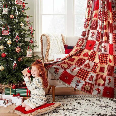 Christmas Curtains for Living Room, Red Christmas Room Darkening Curtains, Christmas Stockings Xmas Button Pattern Blackout Window Drape for Bedroom (59" x 95", 2 Panels) in Saudi Arabia