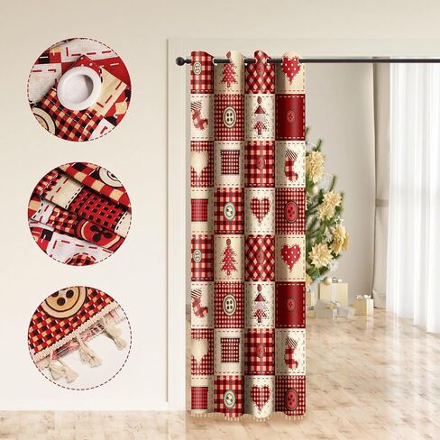 Christmas Curtains for Living Room, Red Christmas Room Darkening Curtains, Christmas Stockings Xmas Button Pattern Blackout Window Drape for Bedroom (59" x 95", 2 Panels) in Saudi Arabia