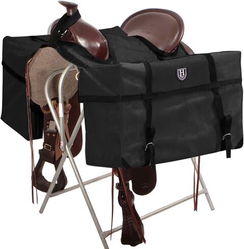 Harrison Howard Sturdy Secure Versatile Over-The-Horn Contoured No-Bounce Design Saddle Pack Pannier Bags Carrier Western Saddle Bag Brown in Saudi Arabia