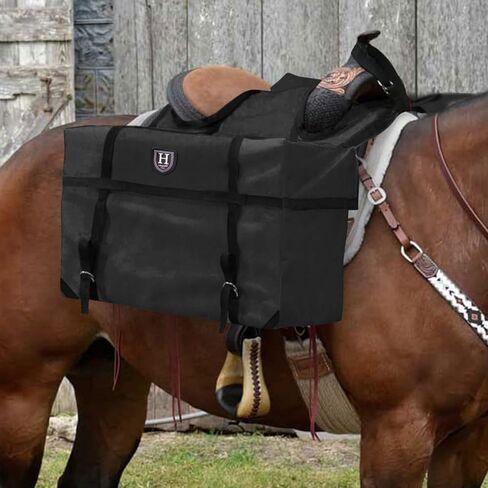 Harrison Howard Sturdy Secure Versatile Over-The-Horn Contoured No-Bounce Design Saddle Pack Pannier Bags Carrier Western Saddle Bag Brown in Saudi Arabia
