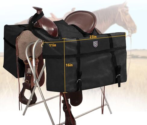 Harrison Howard Sturdy Secure Versatile Over-The-Horn Contoured No-Bounce Design Saddle Pack Pannier Bags Carrier Western Saddle Bag Brown in Saudi Arabia