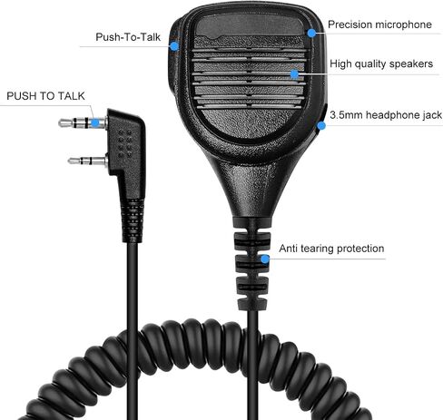 CP100D Speaker Mic for Motorola Radios R2 BPR40D BPR40 CP100D CP200D CP200 CP185 CLS1410 CLS1110 DLR1060 RDU4100 RDU4160D RMU2040 RMU2080D CLS DTR RDU RMU, 2 Pin Shoulder Microphone(Black) in Saudi Arabia