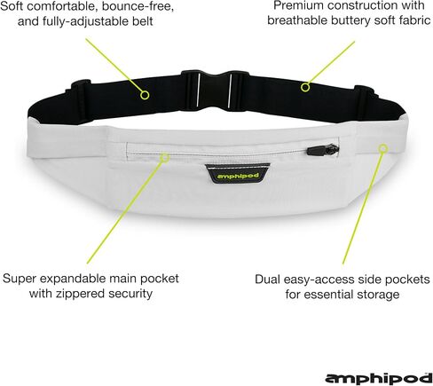حزام Amphipod MicroStretch Opti-Luxe، حزمة خصر للعدائين خفيفة للغاية للمشي والمشي لمسافات طويلة والجري للرجال والنساء - أخضر فاتح - OS in Saudi Arabia