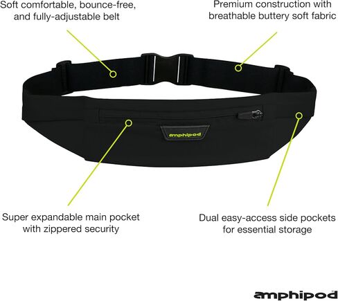 حزام Amphipod MicroStretch Opti-Luxe، حزمة خصر للعدائين خفيفة للغاية للمشي والمشي لمسافات طويلة والجري للرجال والنساء - أخضر فاتح - OS in Saudi Arabia