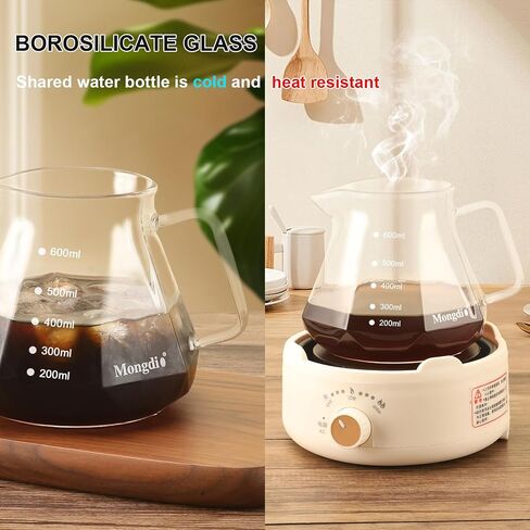 Pour Over Coffee Maker, 20 oz V60 High-Heat Borosilicate Glass Coffee Maker with 100pcs Paper Filters, 5 in 1 Drip Coffee Maker Set for Home Café Restaurant and Camping - 600ml, Gray in Kuwait