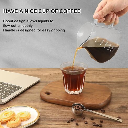 Pour Over Coffee Maker, 20 oz V60 High-Heat Borosilicate Glass Coffee Maker with 100pcs Paper Filters, 5 in 1 Drip Coffee Maker Set for Home Café Restaurant and Camping - 600ml, Gray in Kuwait