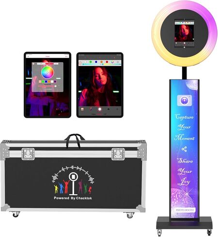 Portable Photo Booth Compatible with Any Ipad, Large Lightbox Ipad Photo Booth for Christmas Wedding Party Shell Stand Software APP Control Ring Light, Flight Case White in Saudi Arabia