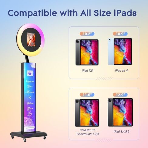 Portable Photo Booth Compatible with Any Ipad, Large Lightbox Ipad Photo Booth for Christmas Wedding Party Shell Stand Software APP Control Ring Light, Flight Case White in Saudi Arabia