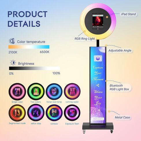 Portable Photo Booth Compatible with Any Ipad, Large Lightbox Ipad Photo Booth for Christmas Wedding Party Shell Stand Software APP Control Ring Light, Flight Case White in Saudi Arabia