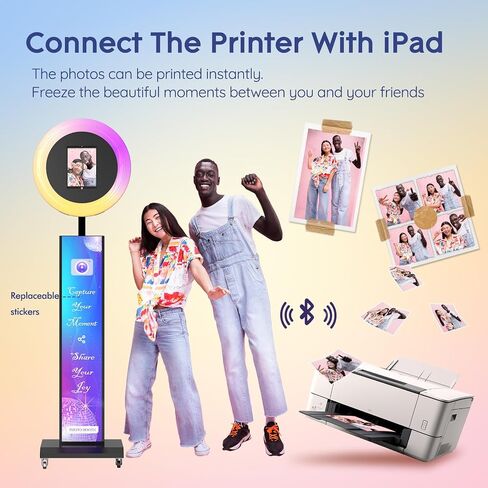 Portable Photo Booth Compatible with Any Ipad, Large Lightbox Ipad Photo Booth for Christmas Wedding Party Shell Stand Software APP Control Ring Light, Flight Case White in Saudi Arabia