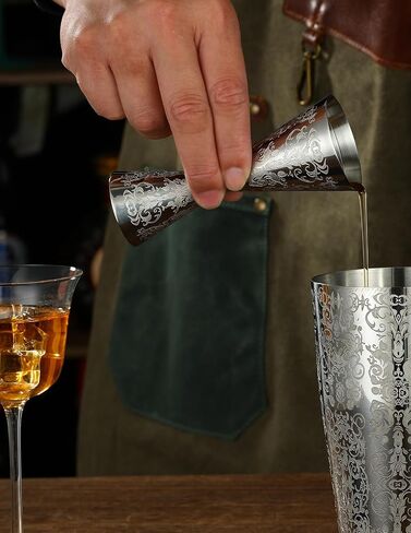 Double Cocktail Jigger Slim Style Measuring Jigger with Etched Pattern (Polisehd Spirit) in Saudi Arabia