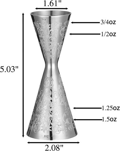 Double Cocktail Jigger Slim Style Measuring Jigger with Etched Pattern (Polisehd Spirit) in Saudi Arabia