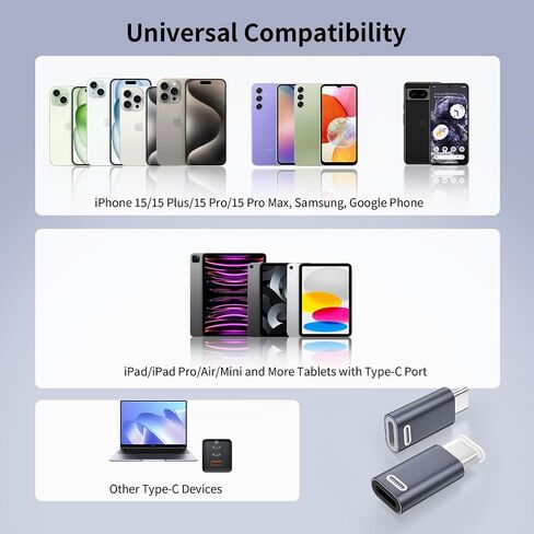 محول TiMOVO Lightning أنثى إلى USB C ذكر، محول Lightning إلى USB C مع شاحن PD سريع 35 وات ونقل البيانات لهاتف iPhone 15/15 Pro/15 Pro Max/15 Plus، ومحول iPad Pro/Air USB-C، فضي in Saudi Arabia