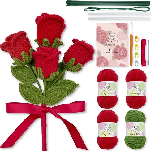 Lily's Lyric Flower Crochet Kit | Carnation & Ash Leaf | Step-by-Step Video Tutorial for Adults Teenagers | Craft Gift Idea DIY Home Decoration in Saudi Arabia
