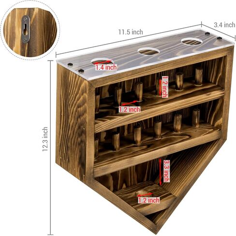 MyGift 12 Peg Wall Mounted Vintage Gray Solid Wood Baseball Diamond Championship Ring and Game Ball Display Case with Premium Clear Acrylic Stands for Baseballs in Saudi Arabia