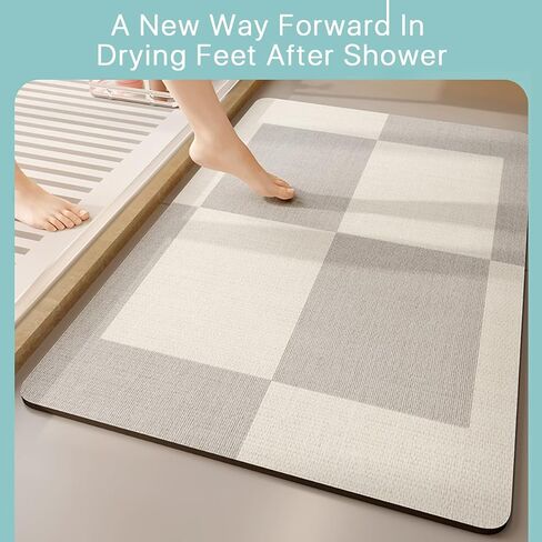 Diatomaceous Earth Bath Mat|Quick Dry Bath Mat|Super Absorbent Bath Mat|Non Slip Bathroom Rugs(40×60cm) (Grey-Beige) in Saudi Arabia